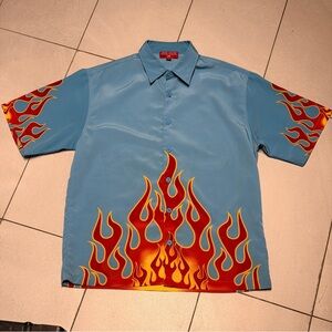 JNCO Blue Flame Design Men's Shirt
